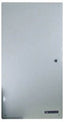 Gray metal structured wiring enclosure with hinged door and integrated lock mechanism for network cabling