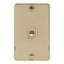 Ivory single gang telephone wall plate with 6P6C connector jack and mounting holes