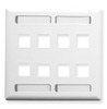 ICC IC107SD8WH White Double Gang 8 Port Station ID Keystone Wall Plate 