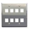 ICC IC107DF8SS Double Gang 8 Port Stainless Steel Wall Plate 