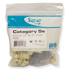 ICC Cabling Products: IC107E5CIV Ivory EZ Cat5e Keystone Jack 25 Pack 