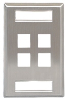 ICC Cabling Products: IC107S04SS Single Gang 4 Port ID Stainless Steel Wall Plate 