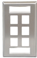 ICC Cabling Products: IC107S06SS Single Gang 6 Port ID Stainless Steel Wall Plate 