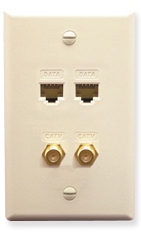 ICC Cabling Products: ICRDS2F5AL (2) RJ-45 CAT 5e and (2) F-Type Wall Plate