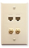ICC ICRDS2F5AL (2) RJ-45 CAT 5e and (2) F-Type IDC Integrated Wall Plate Almond