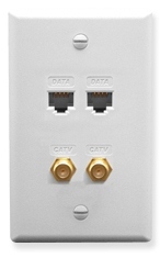 ICC Cabling Products: ICRDS2F5WH (2) RJ-45 CAT 5e and (2) F-Type Wall Plate