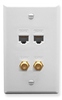 ICC ICRDS2F5WH (2) RJ-45 CAT 5e and (2) F-Type IDC Integrated Wall Plate White