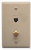 ICC ICRDSVF0IV RJ-11 6P6C and F-Type Integrated Wall Plate Ivory