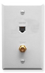 ICC Cabling Products: ICRDSVF0WH RJ-11 6P6C and F-Type Integrated Wall Plate White