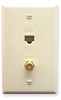 ICC ICRDS0F5AL Cat5e Data and F-Type Integrated Wall Plate Almond