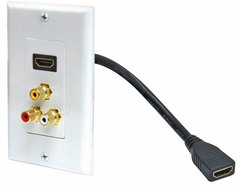 526-115WH: Composite Cable with Pigtail HDMI Wall Plate  
