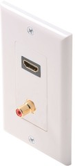 516-108WH: Single Port HDMI Wall Plate with RCA Jack