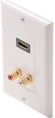 516-113WH: HDMI Wall Plate with Dual RCA Connector