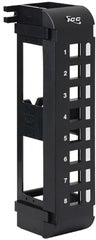 Black vertical 8-port blank patch panel with wall mount bracket and cable management slots
