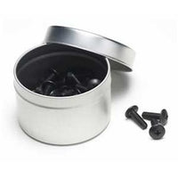 Kendall Howard 10-32 rack screws 50 pack with black steel fasteners and metal storage container