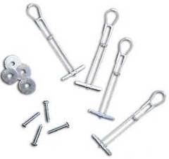 Kendall Howard wall mount hardware kit containing anchor bolts, washers, screws, and toggle anchors for secure rack installa…