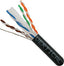 Vertical Cable Cat6A 10Gb UTP networking cable with twisted colored pairs visible, black jacket, 1000ft spool