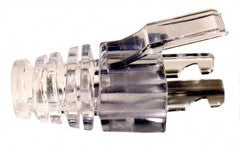 Platinum Tools EZ-RJ45 strain reliefs in clear and black plastic, 50-pack for Cat6+ network cabling Main image