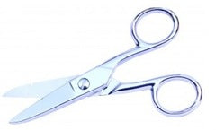 Platinum Tools 5-inch electrician's scissors with blue handles and sharp blades for cutting network cables and wires