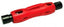 Platinum Tools double ended coax stripper with red handle and black end caps for precision cable stripping