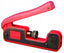 Platinum Tools SealSmart II compression tool in red with handle, featuring integrated level and adjustable die system for co…