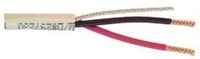 18 gauge 2 conductor stranded plenum cable showing red and black copper conductors with gray plenum-rated jacket