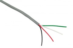 18 gauge 4 conductor stranded multi-conductor cable with gray outer jacket and colored inner wires