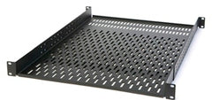 Kendall Howard 4-post adjustable vented rack shelf with perforated steel surface and mounting brackets