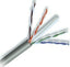 550 MHz plenum rated Cat 6e network cable with grey jacket showing twisted pair conductors in blue, orange, green, and brown…