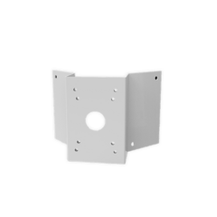 DWC PTZ camera corner mount bracket with white finish and mounting holes for secure installation