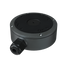 Black DWC junction box for T9 turret cameras with fixed lens, featuring cable entry port and mounting hardware