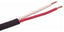 14/2 direct burial audio cable with black jacket showing two copper conductors and pink insulation