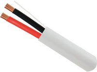 12/2 audio cable with white jacket showing copper conductors and red, black, and brown wires