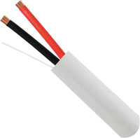 18/2 audio cable with white jacket showing red, black, and white conductors