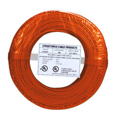500ft coil of 22/4 solid orange alarm wire with structured cabling label and UL certification markings Main image