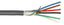 22 gauge 6 conductor stranded shielded cable with gray outer jacket and color-coded inner wires
