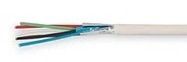 22 gauge 8 conductor stranded shielded plenum cable with blue and teal colored wires exposed