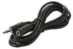 Black 3.5mm stereo audio cable with male plug and female jack connectors, 25 feet long Main image