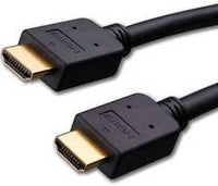 Two black HDMI cables with gold-plated connectors displayed side by side for networking connectivity