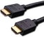 Two black HDMI cables with gold-plated connectors displayed side by side for networking connectivity