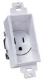 Midlite recessed Decora power receptacle in white with standard 125V 15 amp outlet and mounting bracket for in-wall installa…