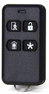 2GIG 4-button key ring remote with black finish showing four function buttons for arming, disarming, home, and emergency con… Main image