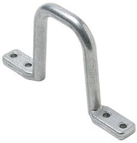 Galvanized steel D-ring cable management bracket with two mounting holes, 5 inches wide by 3.25 inches deep