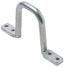 Galvanized steel D-ring cable management bracket with two mounting holes, 5 inches wide by 3.25 inches deep