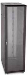 42U server rack cabinet with glass front door and perforated side panels for network equipment and structured cabling