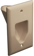 Ivory 1-gang recessed low voltage cable plate with rectangular opening for structured cabling and networking cables Main image