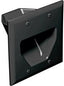 Black 2-gang recessed low voltage cable plate with brush openings for structured cabling installations