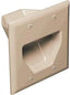 Datacomm 2 Gang Recessed Low Voltage Cable Plate in ivory with dual cable management openings and mounting holes