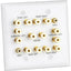 Datacomm 7.2 surround sound 2-gang white speaker wall plate with gold banana binding posts for audio speaker connections