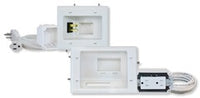 DATACOMM flat panel TV cable organizer kit with wall plate, power management box, and organized cabling hardware
